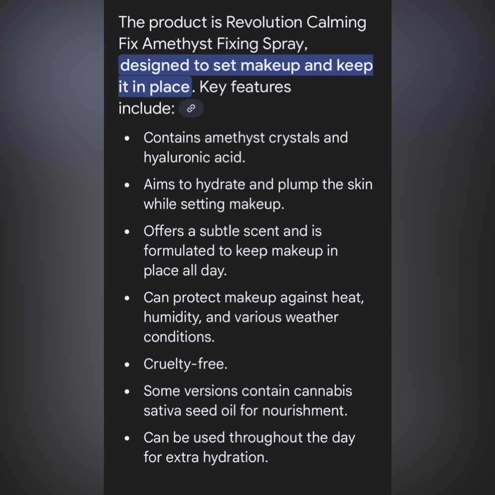 Makeup Revolution Calming Fix Spray with Amethyst NIP - Picture 5 of 5